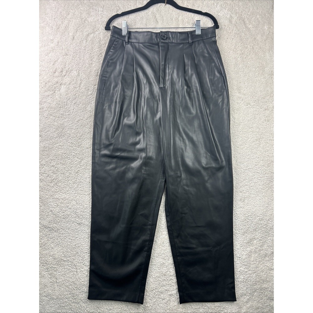 Zara Faux Leather High‎ Waisted Black Skinny Pants Women's Size Small